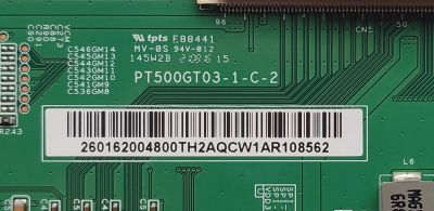 T-CON ORIGIANL PARA TV LG / NUMERO DE PARTE PT500GT03-1-C-2 / 260162004800TH / PANEL HC500EQF-VKGA1-214X / DISPLAY PT500GT03-1 VER.1.0 / MODELO 50QNED80UQA.BUSSLJM / 50QNED80AQA - Imagen 2